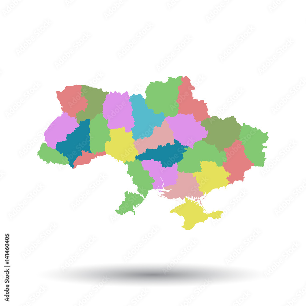 Ukraine map icon. Flat vector illustration. Ukraine sign symbol with shadow on white background.