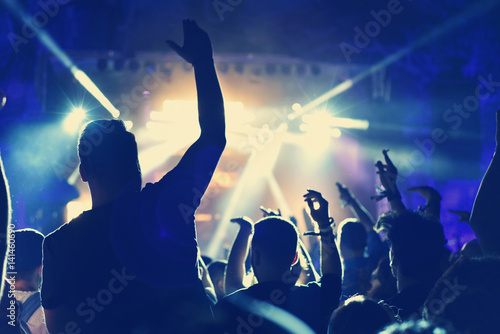 Crowd with arms outstretched at concert