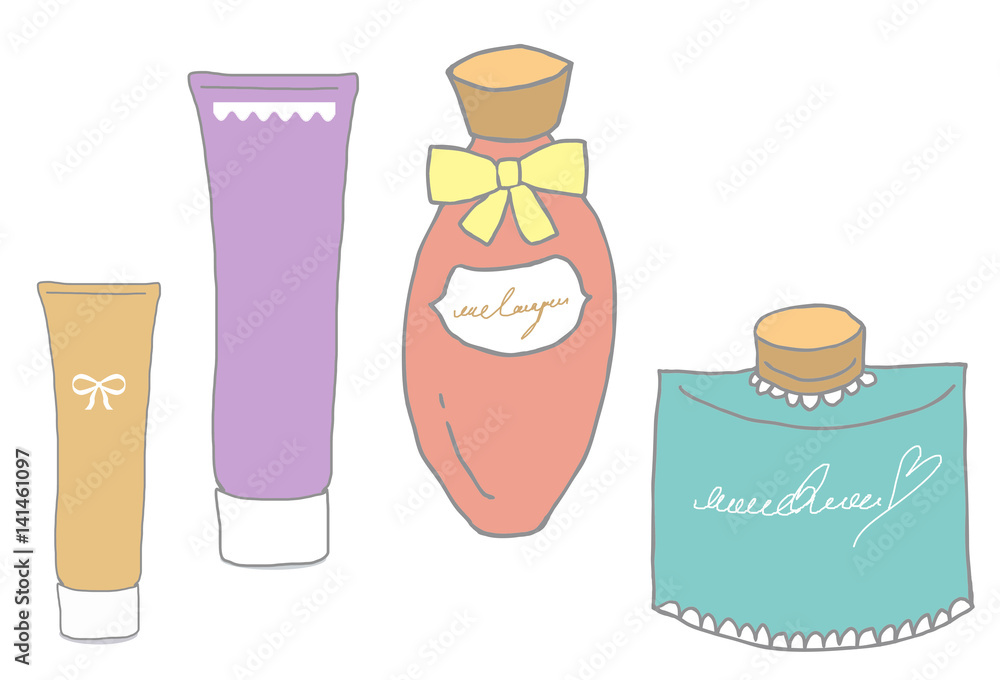 可愛い化粧品セット ガーリなヨーロピアンテイスト Stock Illustration Adobe Stock