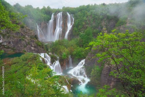 The bigest waterfall Veliki Slap at Plitvice Lakes, Croatia