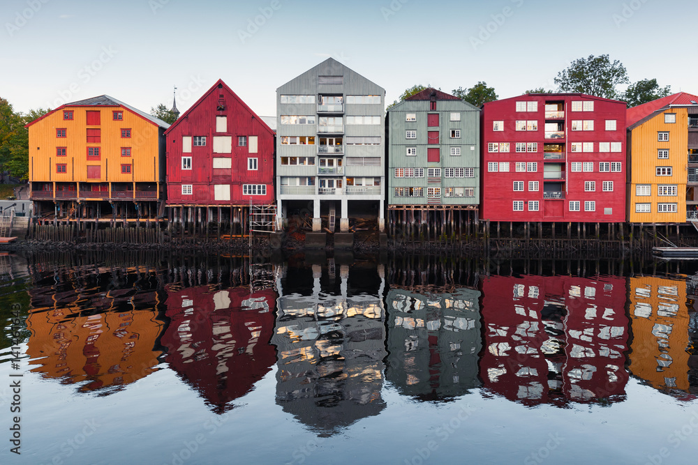 Colorful traditional wooden houses, Norway