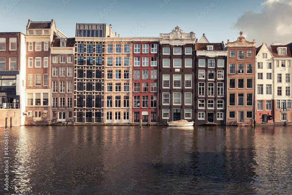 Fototapeta premium Canal of old Amsterdam, Netherlands