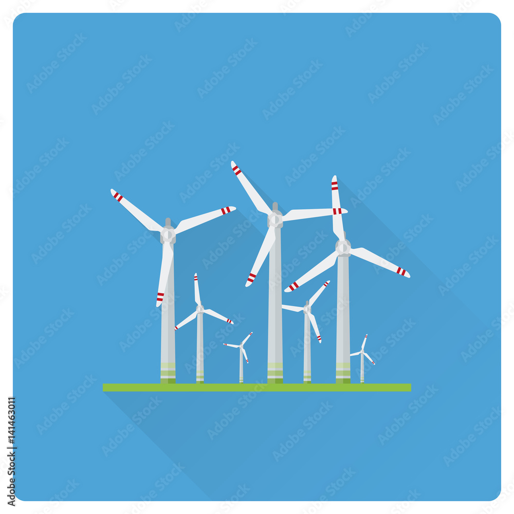 Wind energy plant flat design vector illustration Stock Vector | Adobe ...