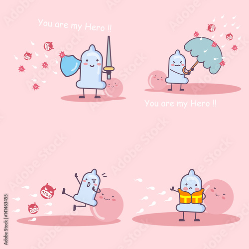 cartoon condom protect ovum