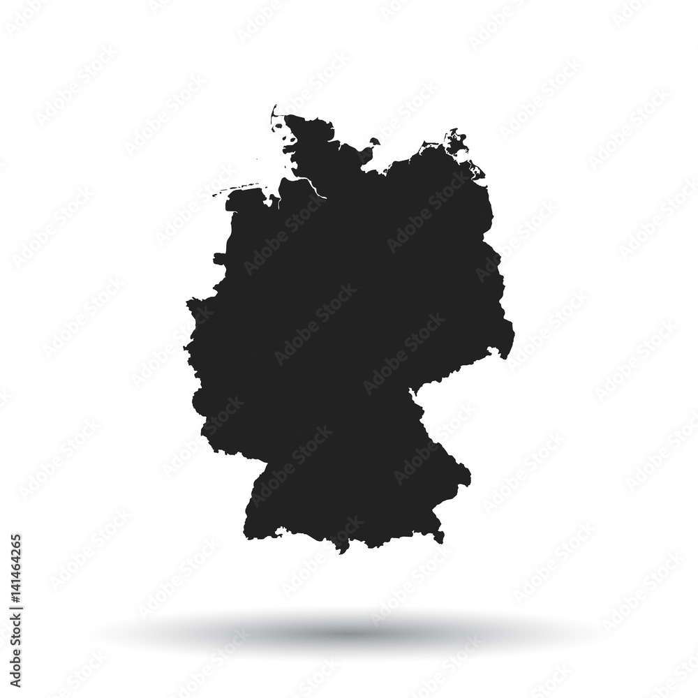 Germany map icon. Flat vector illustration. Germany sign symbol with shadow on white background. Germany map icon. Flat vector illustration. Germany sign symbol with shadow on white background.