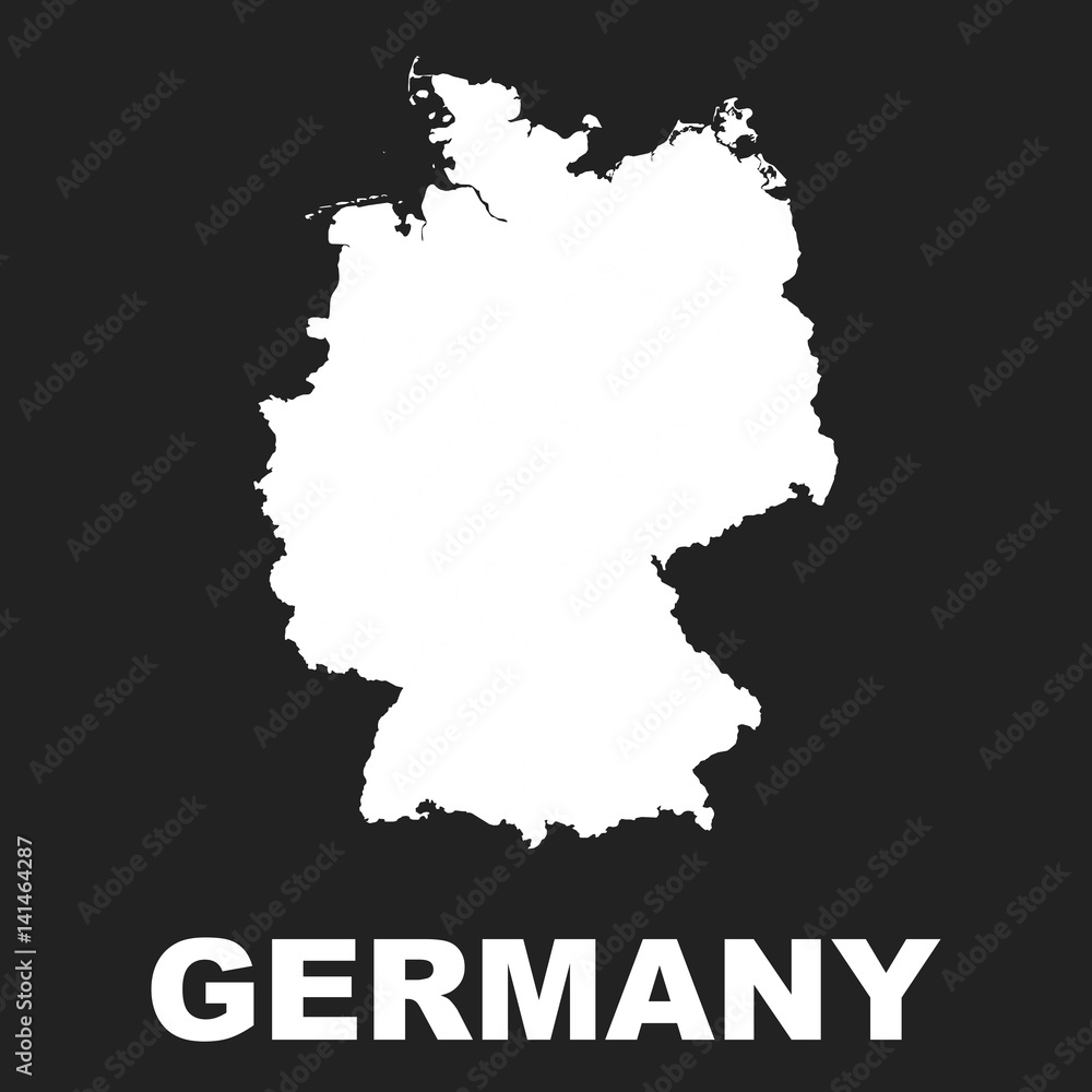 Germany map icon. Flat vector illustration. Germany sign symbol on black background.