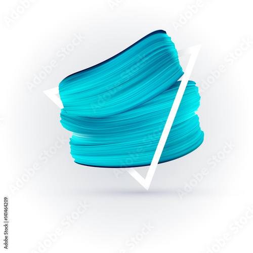 Blue vector Paint Brush smear on white background. Abstract template web banner background