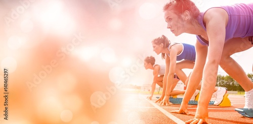Side view of women on starting line