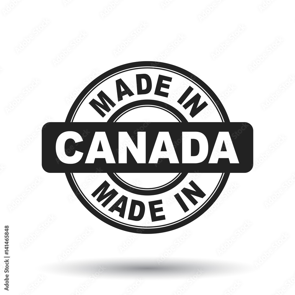 Fototapeta premium Made in Canada black stamp. Vector illustration on white background