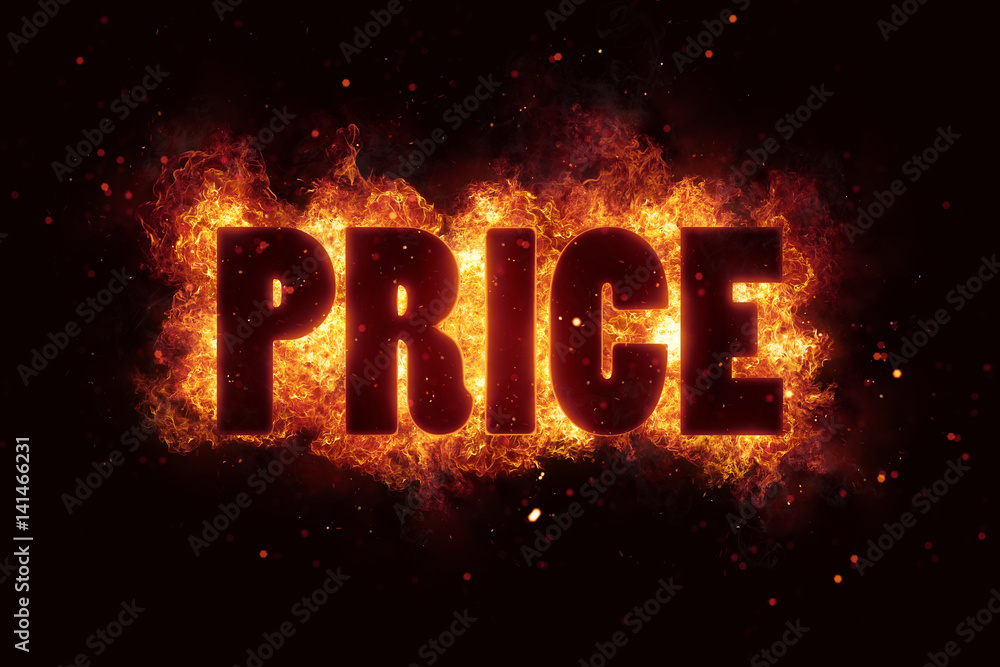 Hot Price and Hot Deal text on fire flames explosion burning