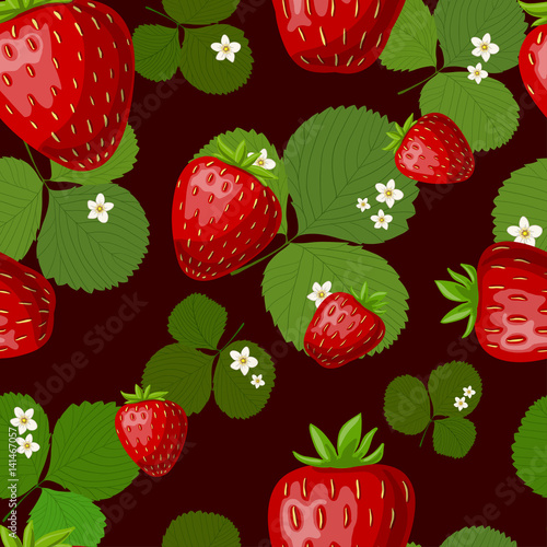Fototapeta Naklejka Na Ścianę i Meble -  Vector strawberry seamless pattern.