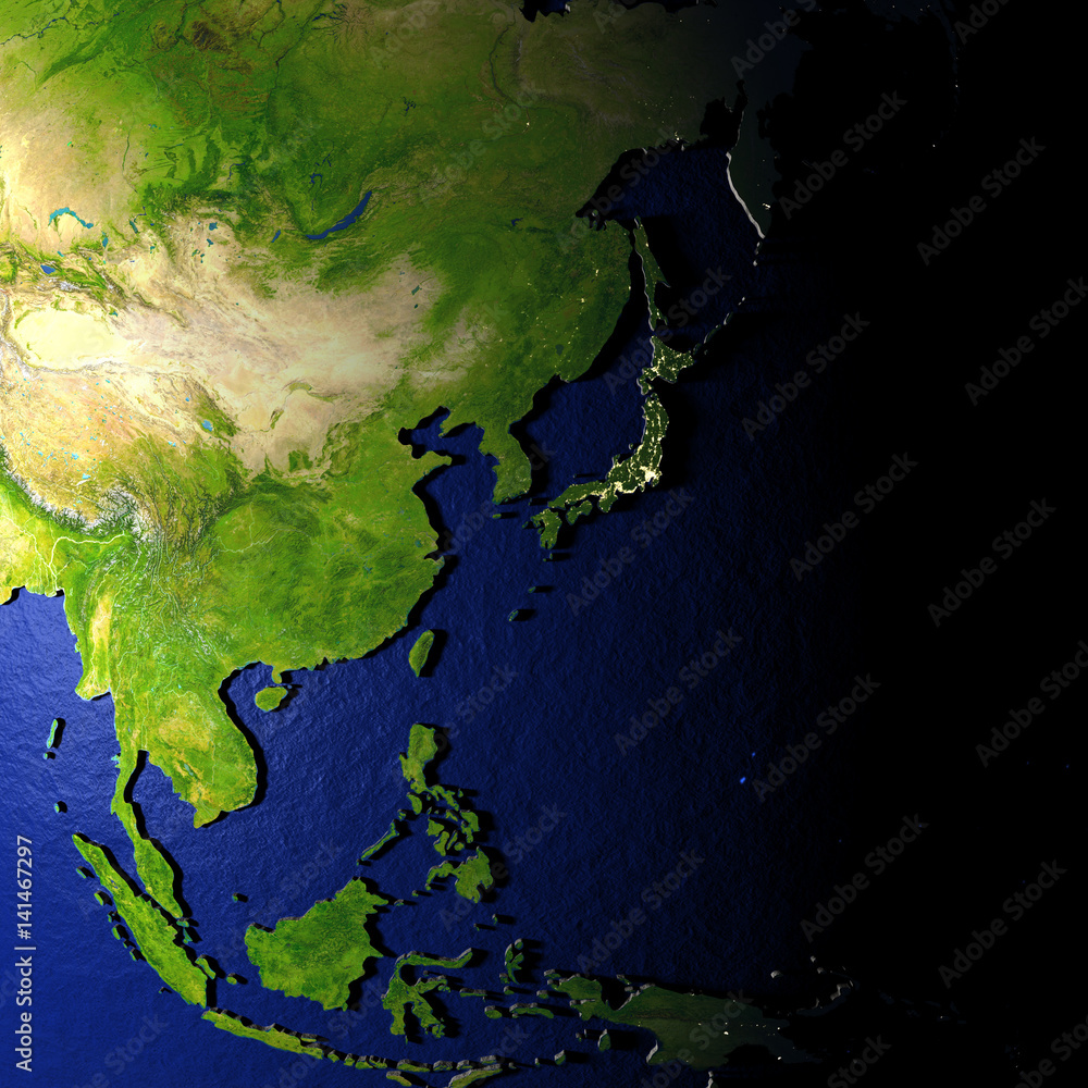 Australasia on model of Earth with embossed land Australasia on model of Earth with embossed land