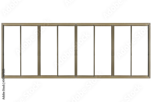 A closed wooden window isolated on white background  