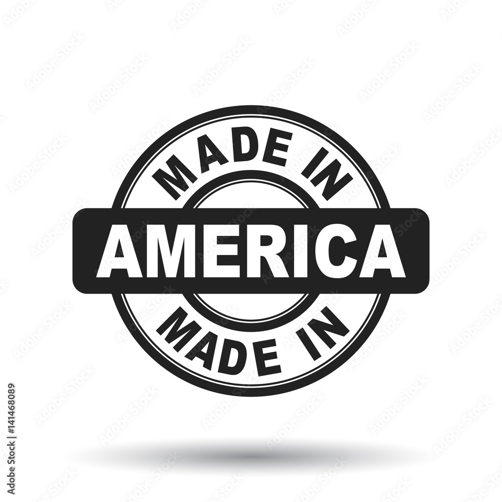 Made in America black stamp. Vector illustration on white background