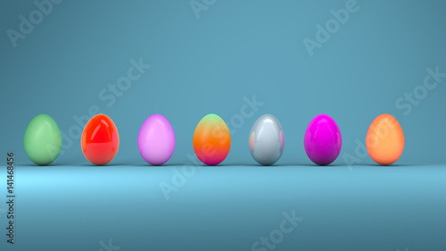 Easter eggs, trendy design concept, 3d illustration.