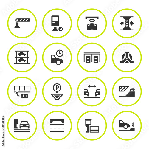 Set round icons of parking