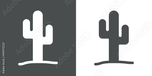 Icono plano cactus gris y blanco