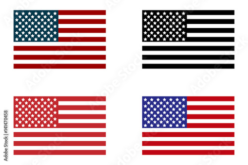 USA Flag. Set of american flag
