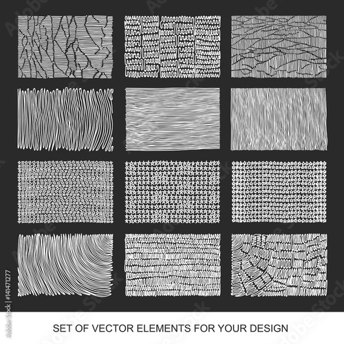 Collection of textures, brushes, graphics, design element. Hand-drawn. Abstract background. Modernistic Art.
