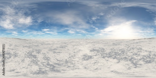 HDRI, environment map, Round panorama, spherical panorama, equidistant projection, Snowy landscape 