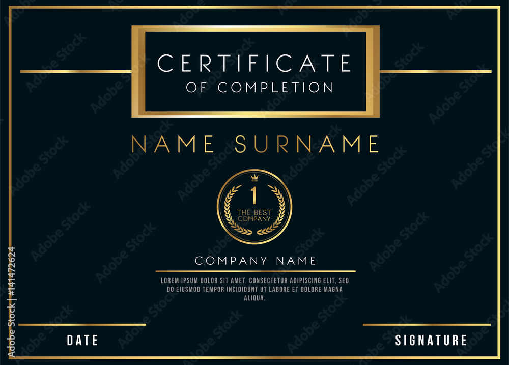 Plakat Vector Certificate Template Design with Luxury Best Company Award