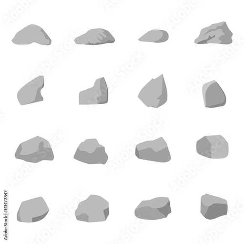 set rock vector  with style a flat design 