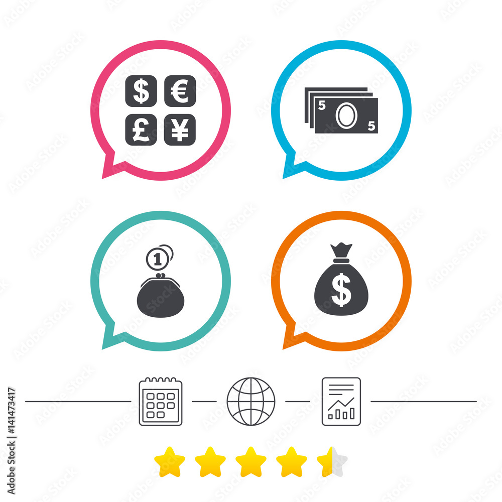 Currency exchange icon. Cash money bag, wallet. Currency exchange icon. Cash money bag, wallet.