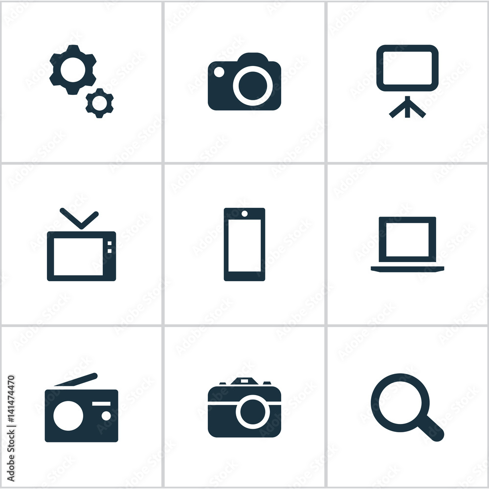 Vector Illustration Set Of Simple Device Icons. Elements Smartphone