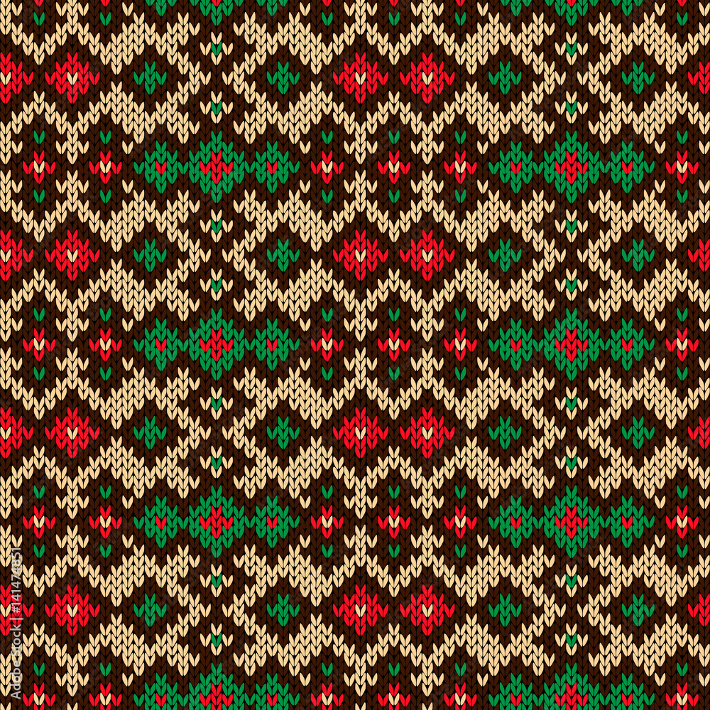 Knitting ornate seamless motley pattern