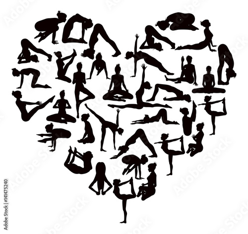 Yoga Poses Silhouettes Heart