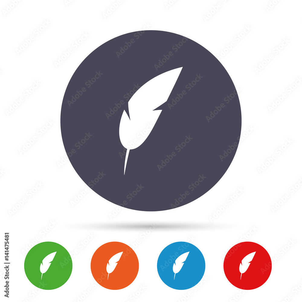 Feather sign icon. Retro pen symbol. Feather sign icon. Retro pen symbol.