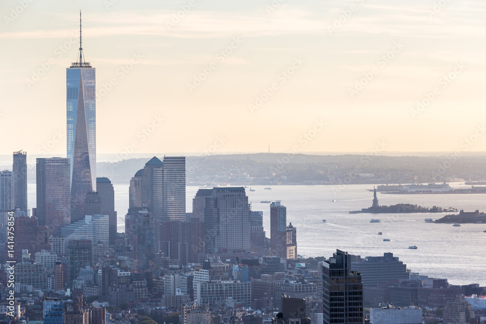 Vue panoramique sur Manhattan en fin de journée - New-York City - USA