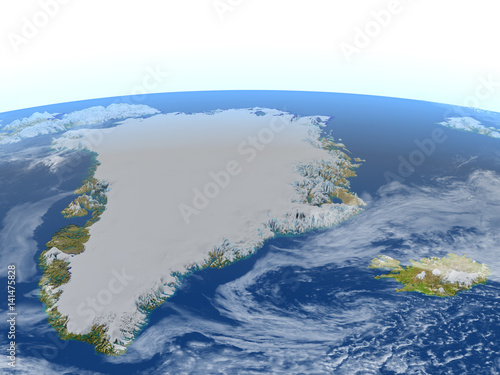 Greenland and Iceland on planet Earth