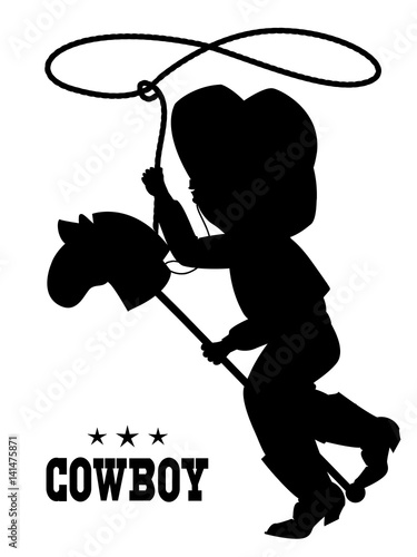 little boy in cowboy hat  on toy horse