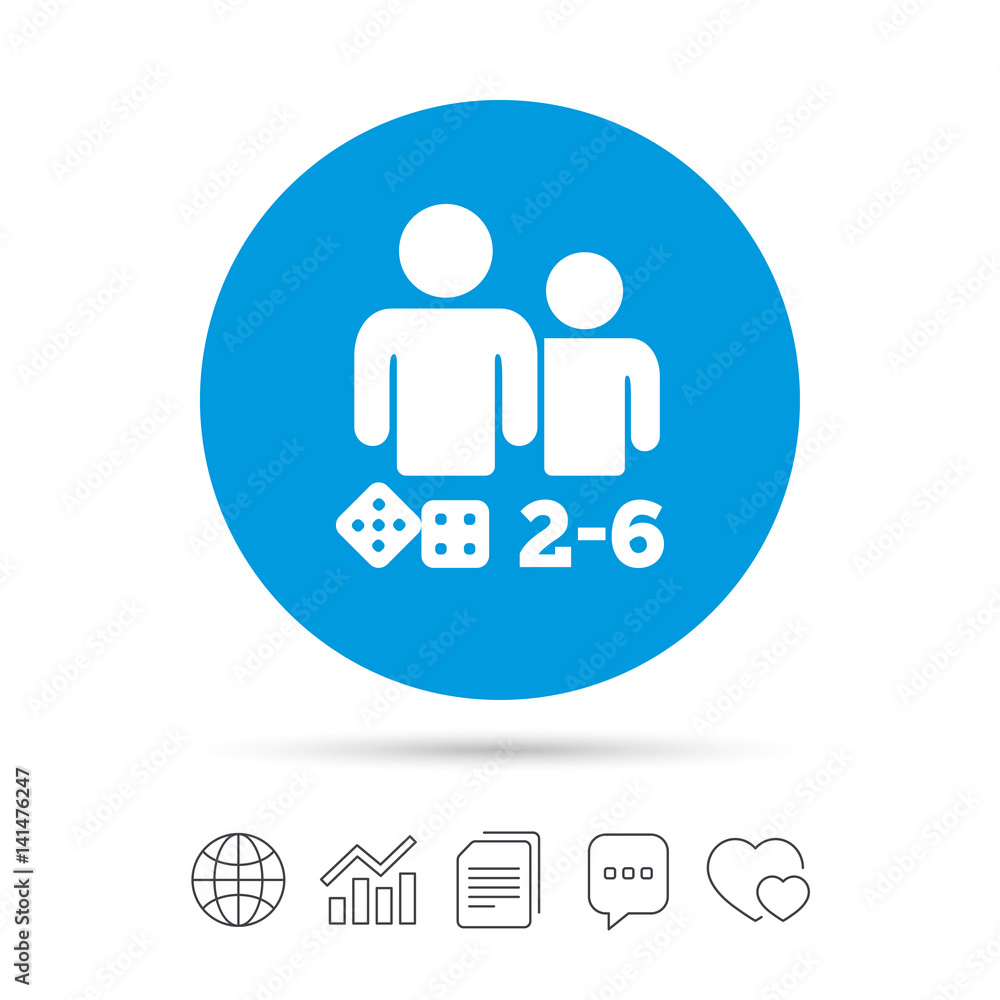 Board games sign icon. 2-6 players symbol. Board games sign icon. 2-6 players symbol.