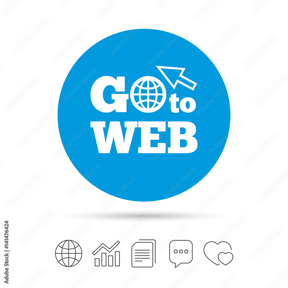 Go to Web icon. Internet access symbol. Go to Web icon. Internet access symbol.