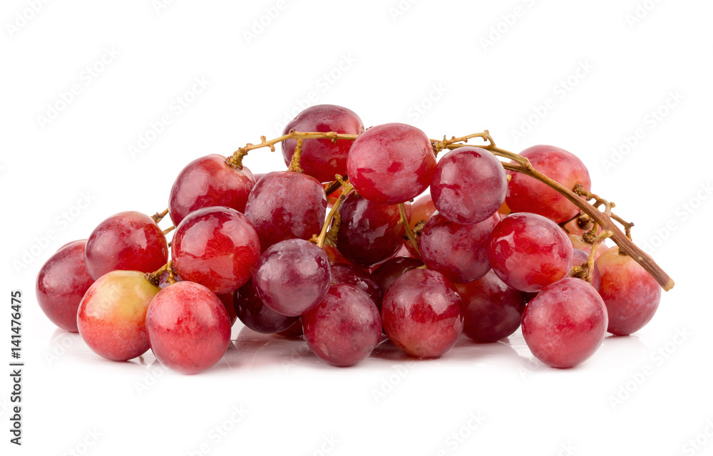 fresh and delicious red grapes isolated on white background