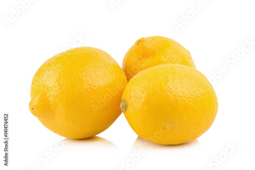 Fresh ripe lemons isolated on white background.