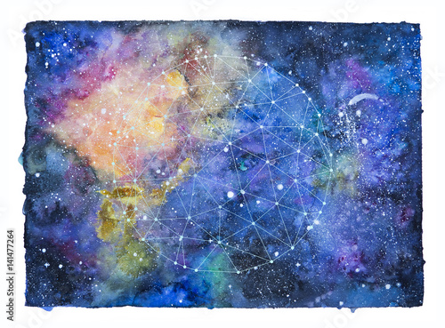 Space watercolor illustration