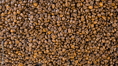 coffee beans on the table.