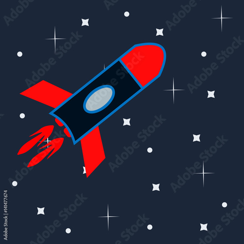 A rocket in the starry sky