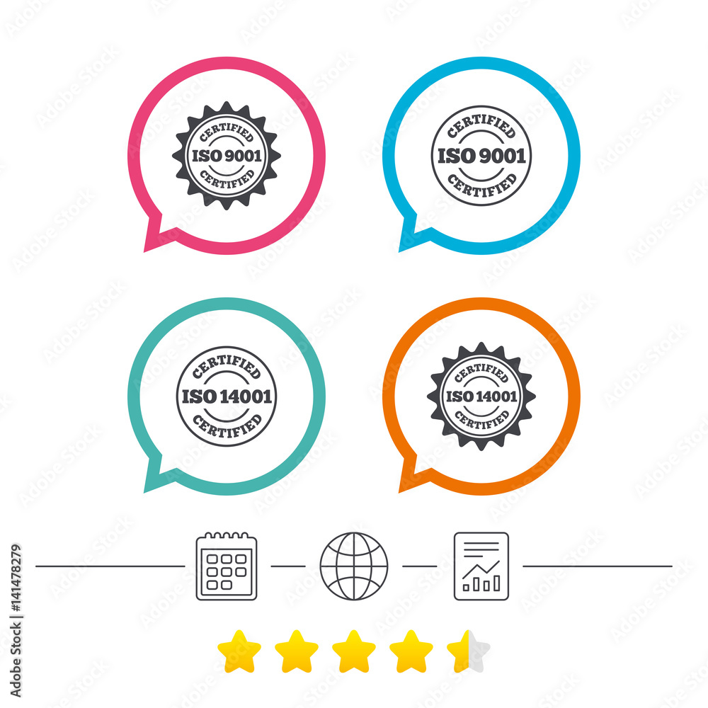 ISO 9001 and 14001 certified icon. Certification. ISO 9001 and 14001 certified icon. Certification.