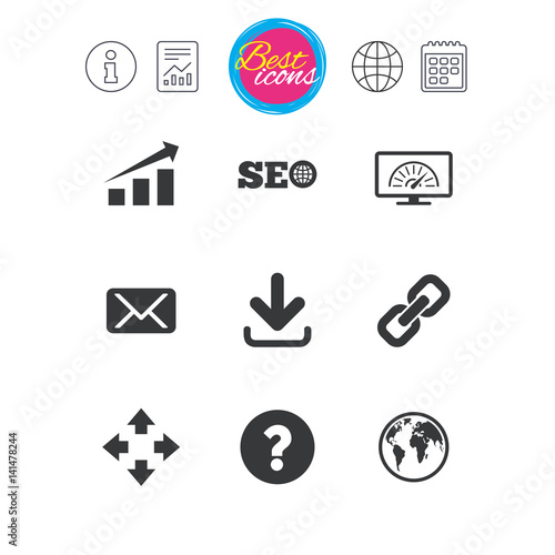 Internet, seo icons. Bandwidth speed sign.