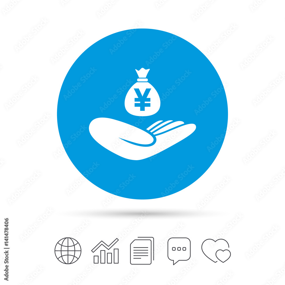 Money insurance sign. Hand holds cash bag. Money insurance sign. Hand holds cash bag.