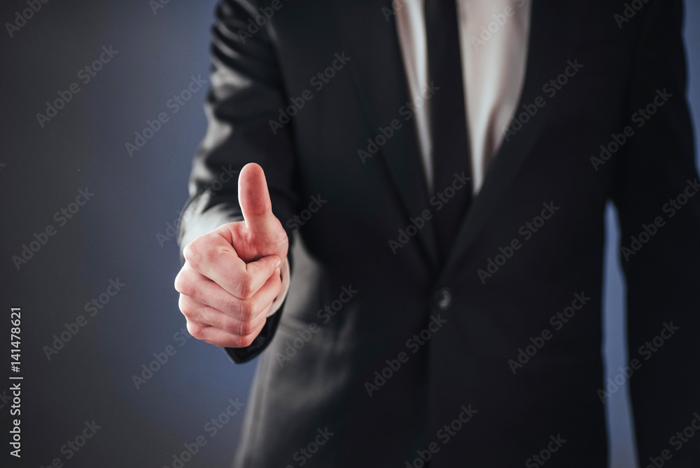 A man passing by using biometric fingerprint A man passing by using biometric fingerprint