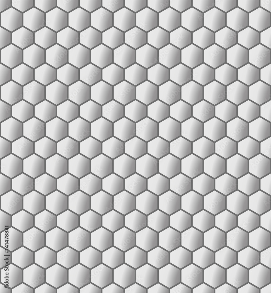 Seamless, illustrated tile of tessalated hexagons in grayscale, with randomized gradient orientations resulting in an abstract shading effect Seamless, illustrated tile of tessalated hexagons in grayscale, with randomized gradient orientations resulting in an abstract shading effect