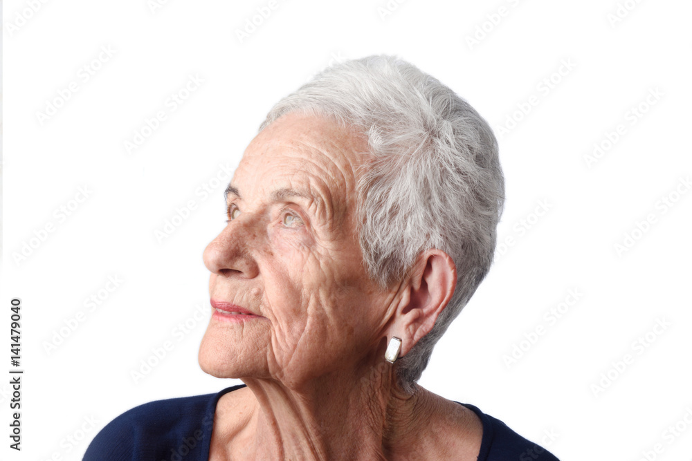 portrait of a senior woman on white background portrait of a senior woman on white background