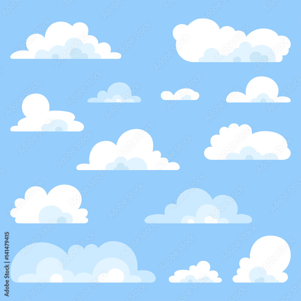 Fluffy clouds vector - Collection of stylized cloud silhouettes, set Fluffy clouds vector - Collection of stylized cloud silhouettes, set