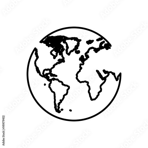 planet earth with continets icon, vector illustration design