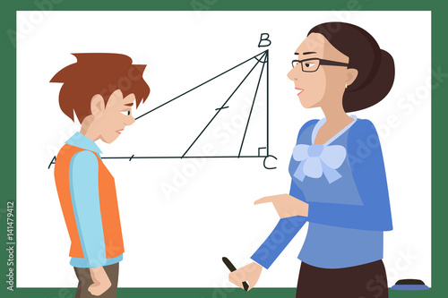 student has troubles at math lesson vector cartoon